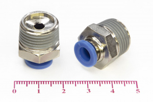 Пневмофитинг цанговый прямой с наружной резьбой PC 6-03 (R3/8")