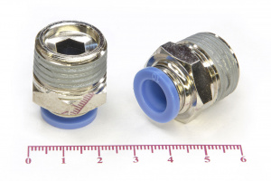Пневмофитинг цанговый прямой с наружной резьбой PC 10-04 (R1/2")