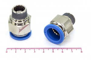 Пневмофитинг цанговый прямой с наружной резьбой PC 16-03 (R3/8")