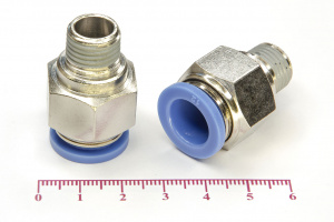 Пневмофитинг цанговый прямой с наружной резьбой PC 12-02 (R1/4")