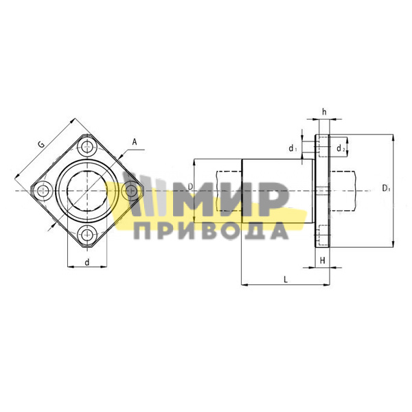 LMK20L линейный подшипник с квадратным фланцем (удлиненный)