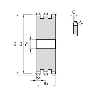 Звездочка 06B-3 без ступицы, под расточку, Z=20
