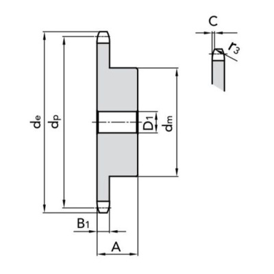 Звездочка 06B-1 со ступицей, под расточку, Z=9
